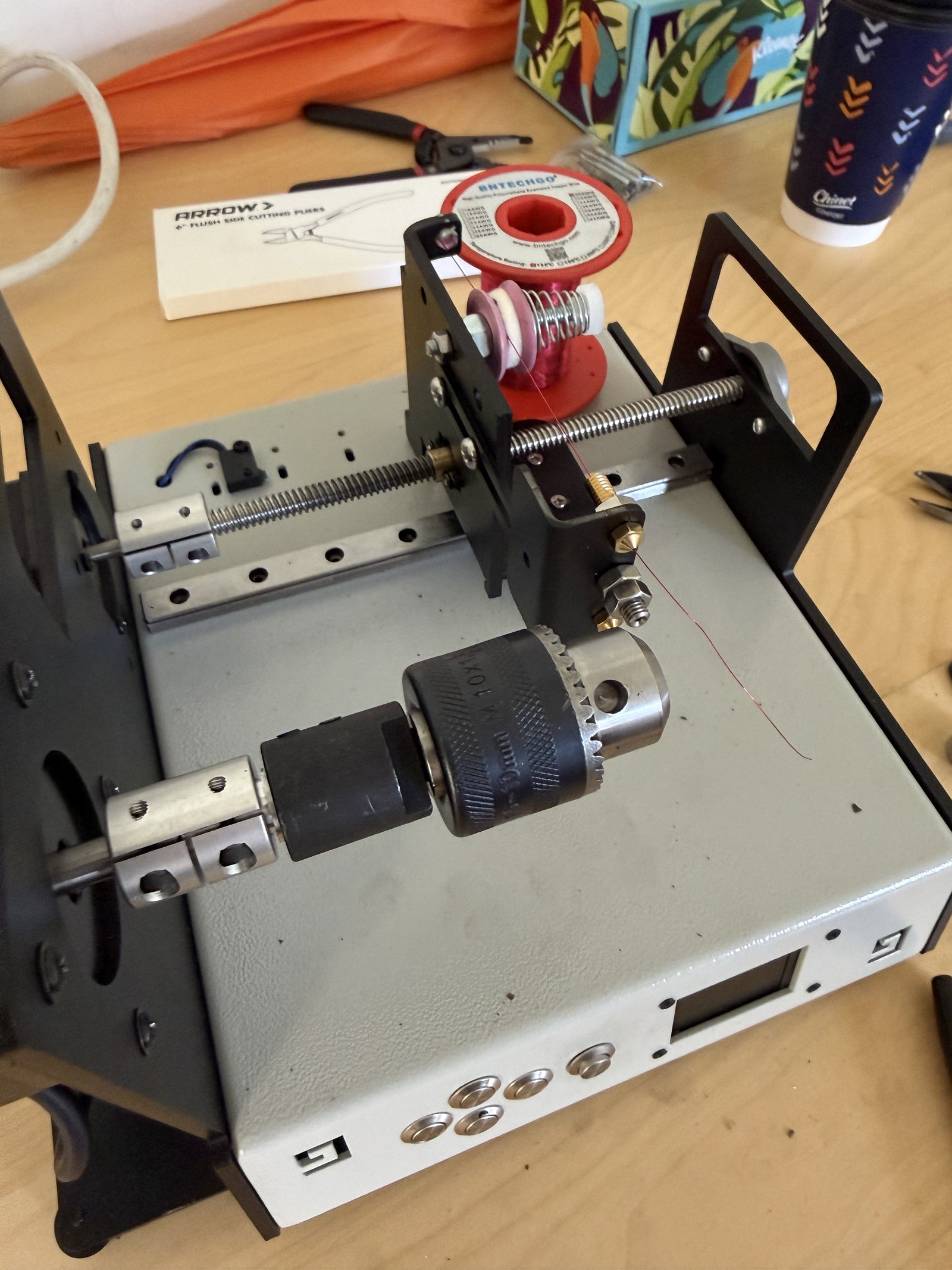 Custom coil winding machine with copper wire spool