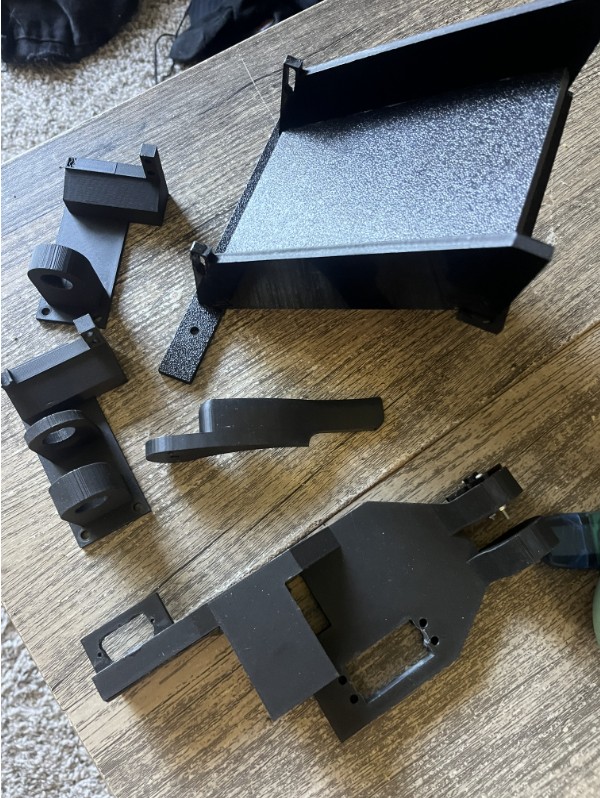 Laser cut ABS chassis components with 3D printed structural elements